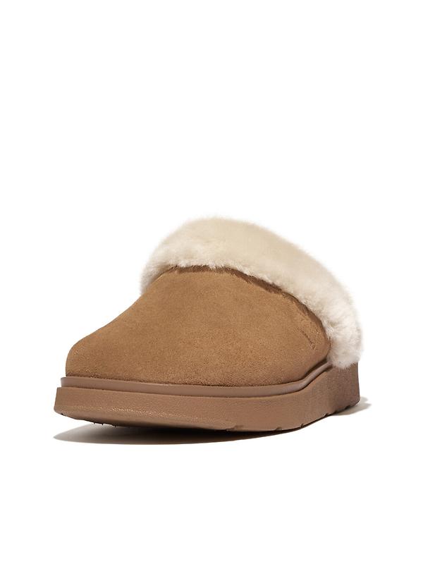 FitFlop Women's GEN-FF Shearling Suede Slippers - Desert Tan Image 4