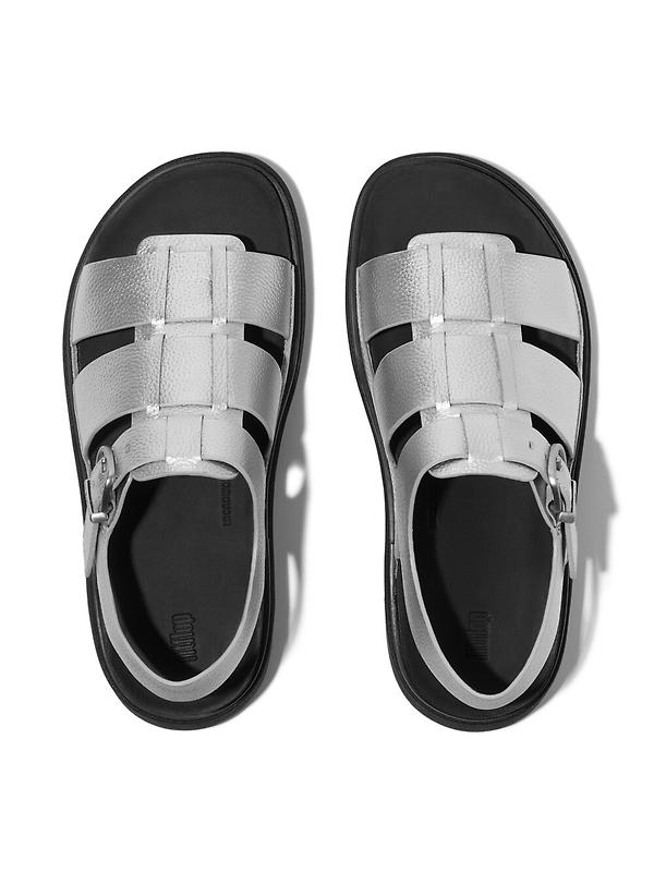 FitFlop Women's GEN-FF Tumbled-Leather Fisherman Sandals - Silver Image 2