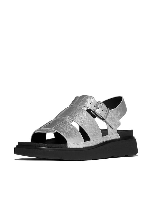 FitFlop Women's GEN-FF Tumbled-Leather Fisherman Sandals - Silver Image 4