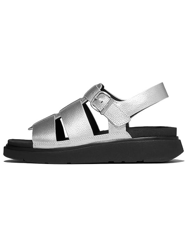 FitFlop Women's GEN-FF Tumbled-Leather Fisherman Sandals - Silver Image 7
