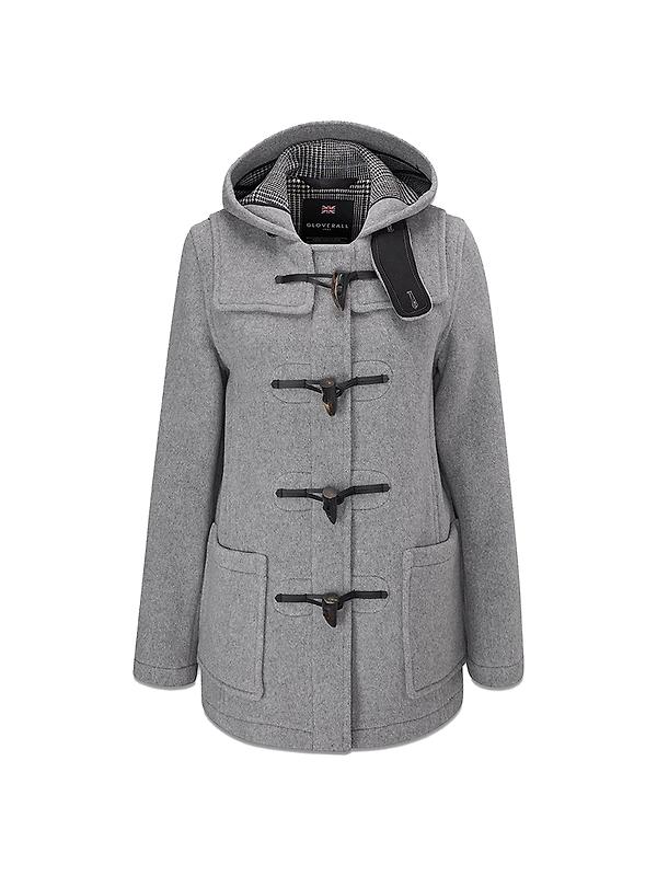 Gloverall Women's Short Slim Fit Freda Duffle Coat Silver Prince of Wales Image 1