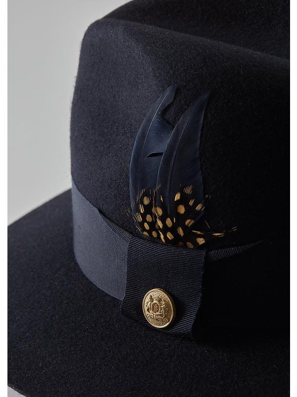 Holland Cooper Trilby Hat Spot Feather - Ink Navy Image 6