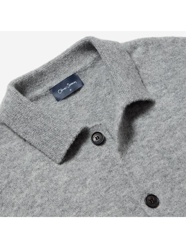 Oliver Sweeney Men's Heywood Alpaca Wool Blend Knitted Shirt - Grey Image 4