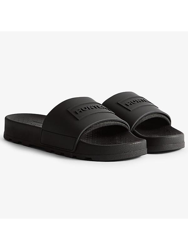 Hunter Unisex Core Embossed Silicone Logo Sliders - Black Image 2