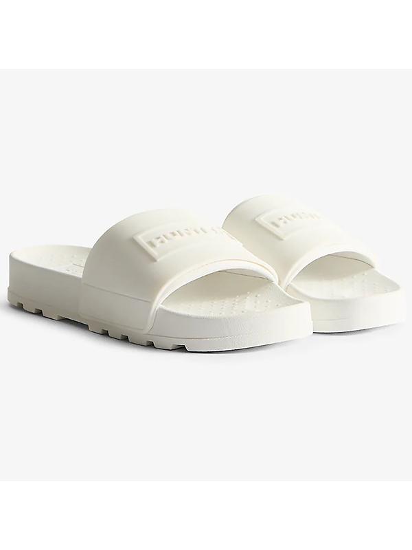 Hunter Unisex Core Embossed Silicon Logo Sliders - Hunter White Image 2