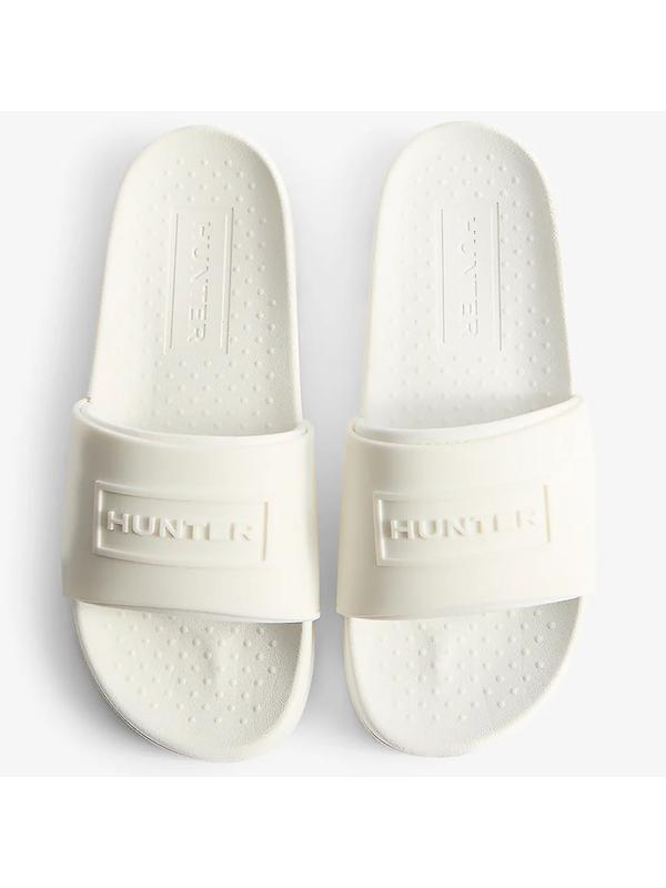 Hunter Unisex Core Embossed Silicon Logo Sliders - Hunter White Image 5