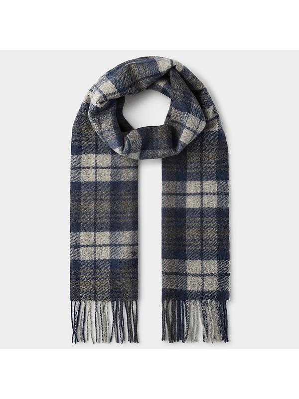 Hackett Men's Cashmere-Wool Logo Plaid Scarf - Granite Grey Tartan Image 1