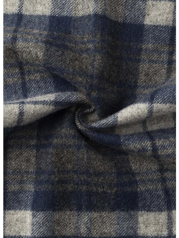 Hackett Men's Cashmere-Wool Logo Plaid Scarf - Granite Grey Tartan Image 3