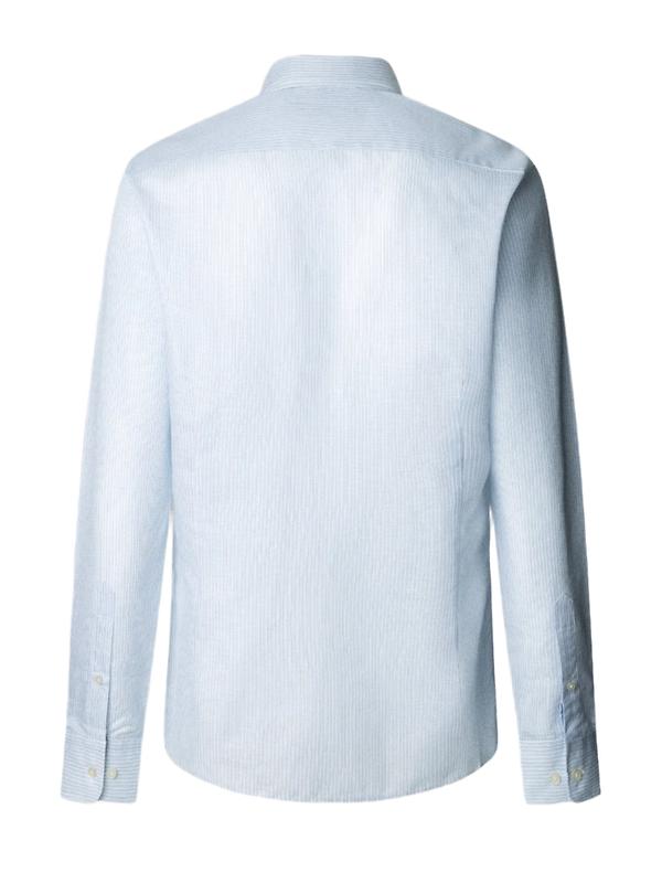 Hackett Men's Tailored Fit Linen Bengal Striped Shirt - Sky Blue Image 2