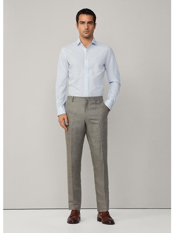Hackett Men's Tailored Fit Linen Bengal Striped Shirt - Sky Blue Image 8