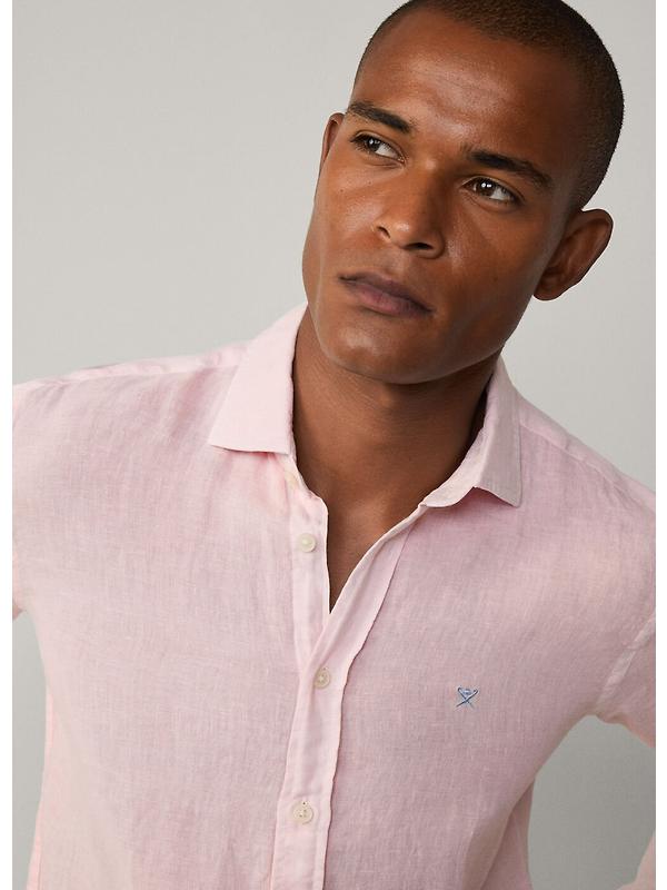 Hackett Men's Tailored Fit Linen Kent Shirt - Summer Pink Image 5