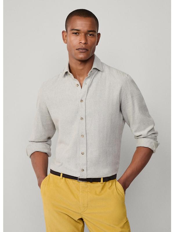 Hacket Men's Brushed Herringbone Shirt - Metal Grey Image 2