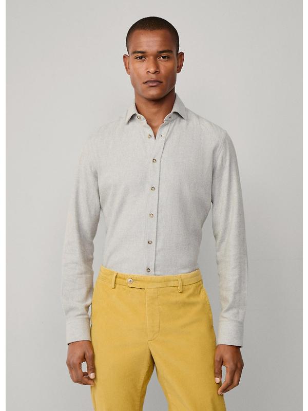 Hacket Men's Brushed Herringbone Shirt - Metal Grey Image 3