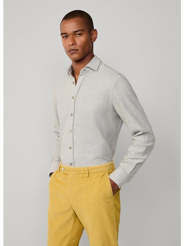 Hacket Men's Brushed Herringbone Shirt - Metal Grey Image 5