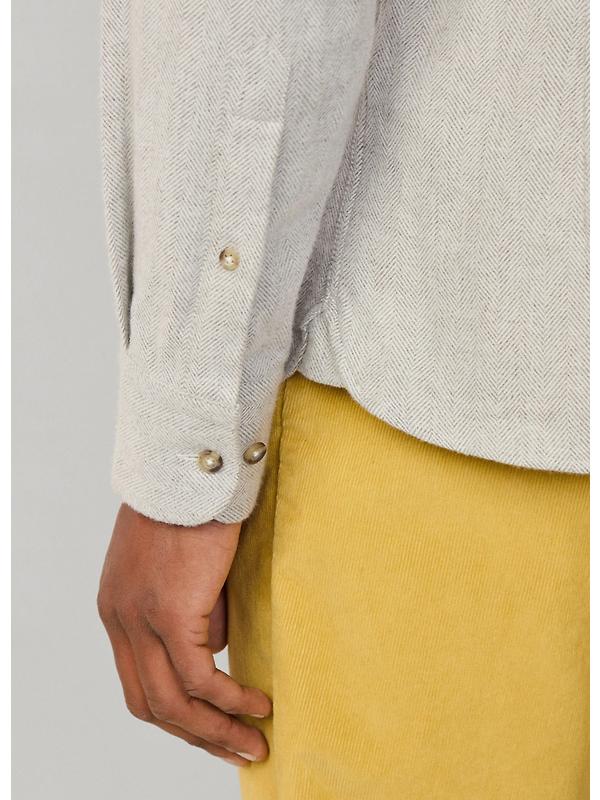 Hacket Men's Brushed Herringbone Shirt - Metal Grey Image 7