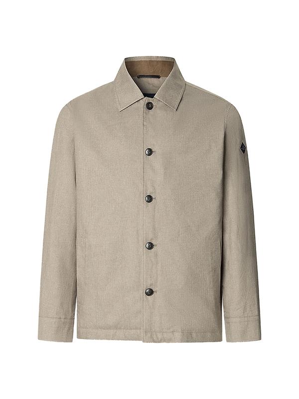 Hackett Men's Herringbone Shirt Jacket - Taupe Beige Image 1