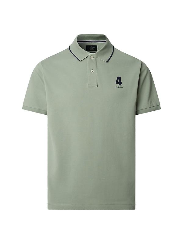 Hackett Men's Classic Fit Short Sleeve Number Polo Shirt - Sage Green Product Image