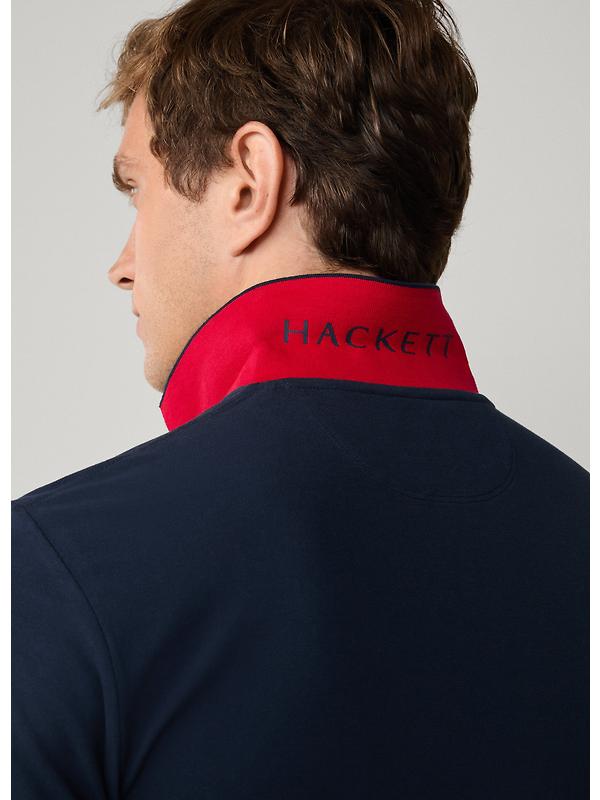 Hackett Men's Slim Fit Short Sleeve Pique Polo Shirt - Navy Image 7