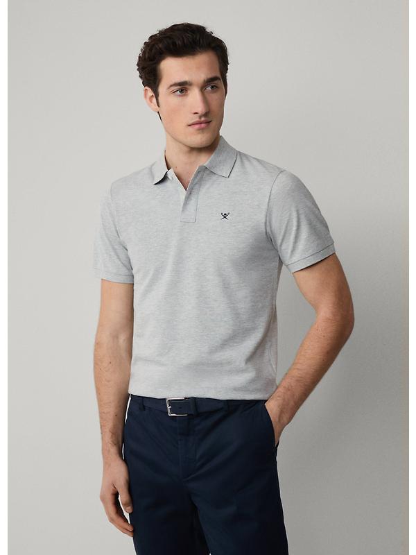 Hackett Men's Slim Fit Short Sleeve Pique Polo Shirt - Light Grey Marl Image 2