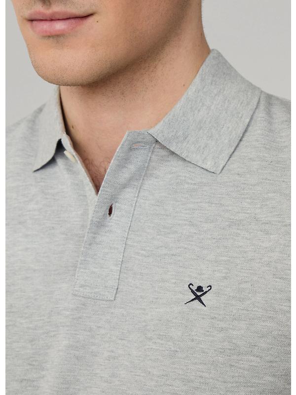 Hackett Men's Slim Fit Short Sleeve Pique Polo Shirt - Light Grey Marl Image 4
