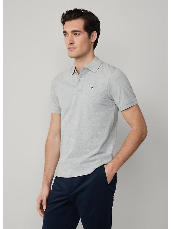 Hackett Men's Slim Fit Short Sleeve Pique Polo Shirt - Light Grey Marl Image 6