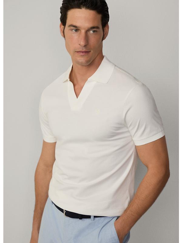 Hackett Men's Classic Fit Short Sleeve Johnny Polo - Off White Image 3