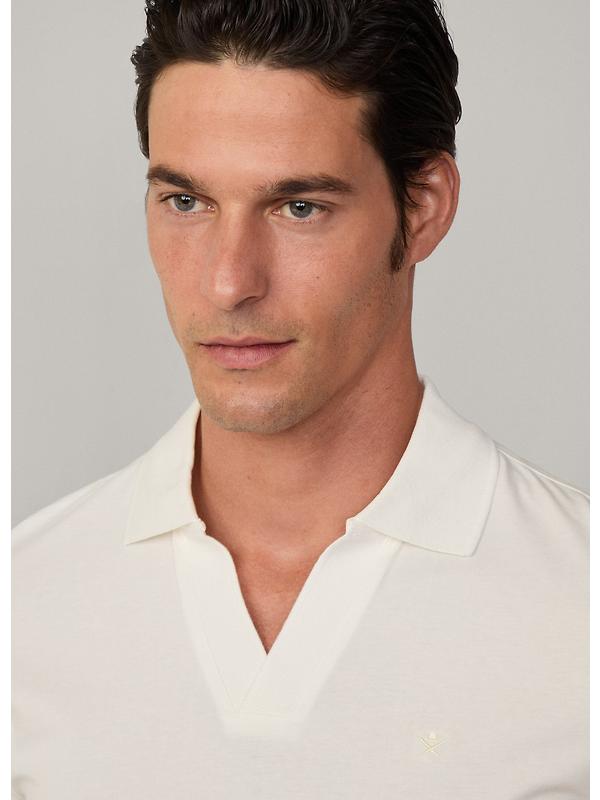 Hackett Men's Classic Fit Short Sleeve Johnny Polo - Off White Image 5