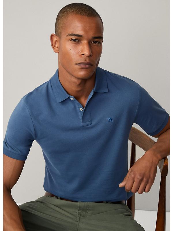 Hackett Men's Slim Fit Short Sleeve Pique Polo - Dark Denim Blue Image 3