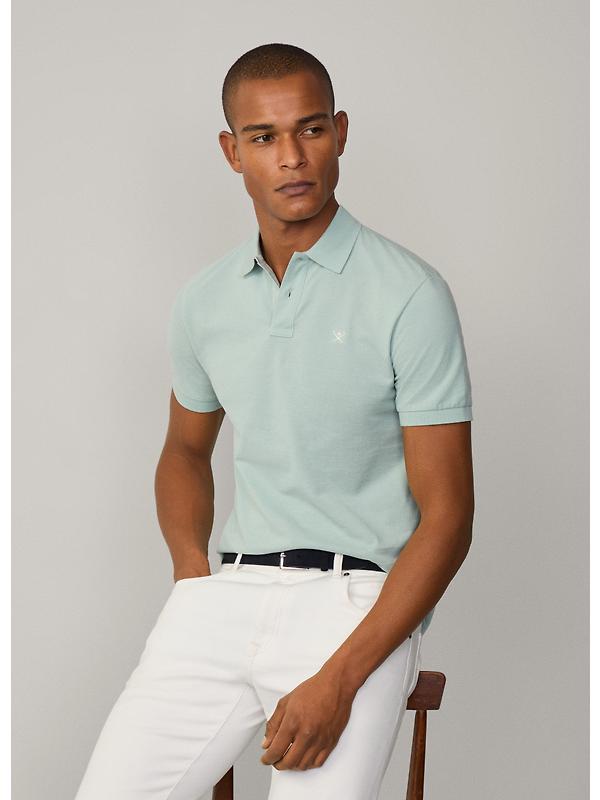 Hackett Men's Slim Fit Short Sleeve Pique Polo - Menthol Green Image 3