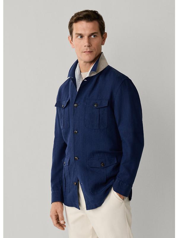 Hackett Men's Linen Field Jacket Overshirt - Old Navy Image 2