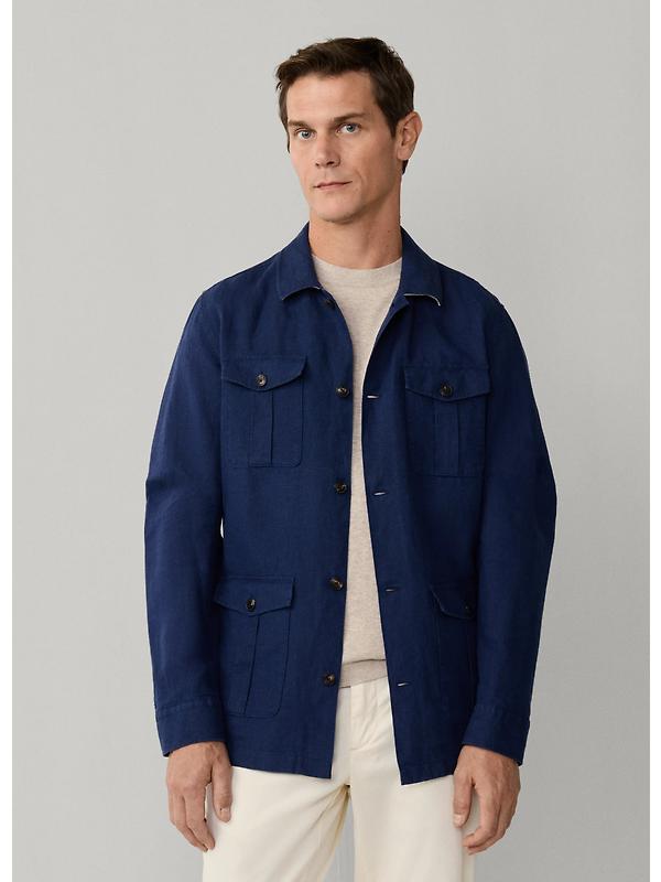 Hackett Men's Linen Field Jacket Overshirt - Old Navy Image 3