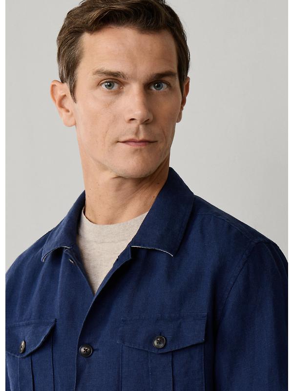 Hackett Men's Linen Field Jacket Overshirt - Old Navy Image 4