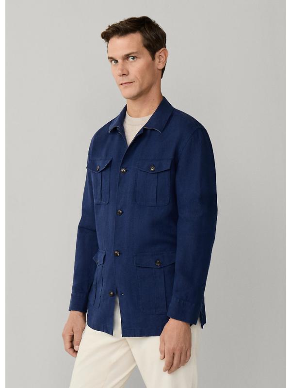 Hackett Men's Linen Field Jacket Overshirt - Old Navy Image 5