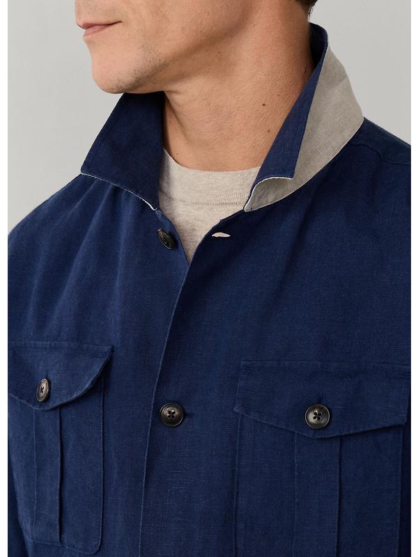 Hackett Men's Linen Field Jacket Overshirt - Old Navy Image 9