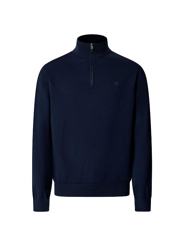 Hackett Men's Cotton Quarter Zip Jumper - Navy Image 1