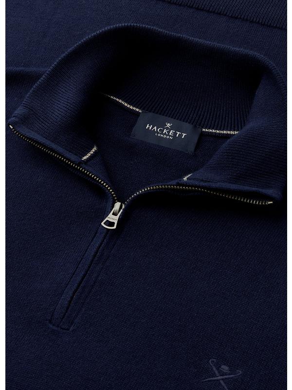 Hackett Men's Cotton Quarter Zip Jumper - Navy Image 8