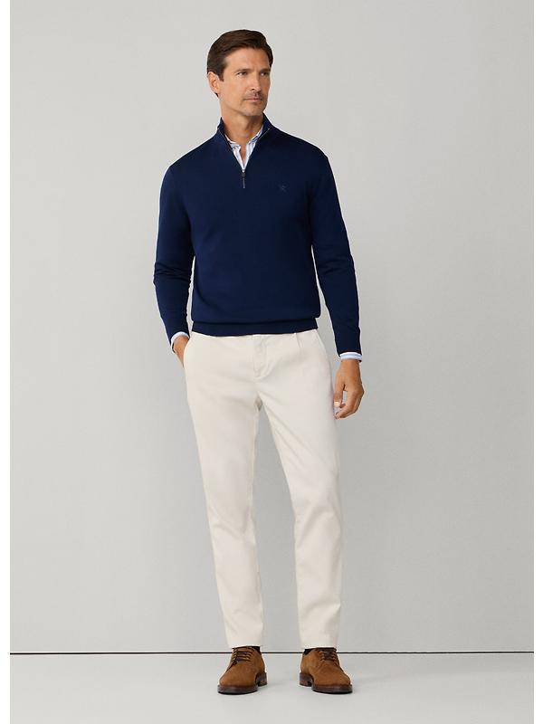Hackett Men's Cotton Quarter Zip Jumper - Navy Image 7