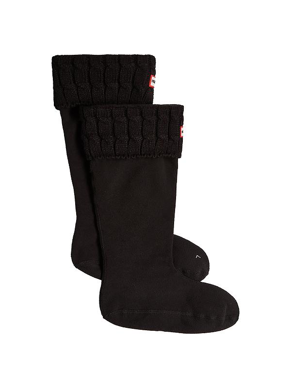 Hunter 6 Stitch Cable Tall Boot Socks - Black Image 1