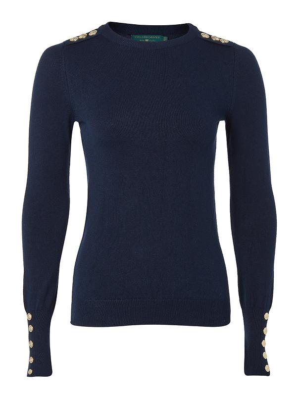 Product image of Holland Cooper Women's Buttoned Knit Crew Neck - Ink Navy