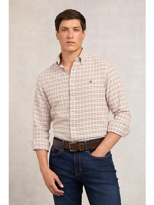 Holland Cooper Men's Classic Button Down Shirt - Cheltenham Camel Check Image 2