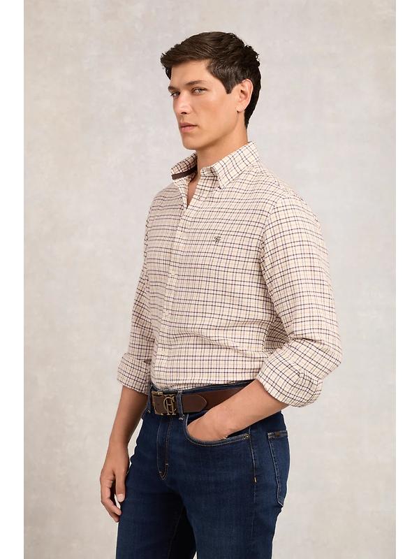 Holland Cooper Men's Classic Button Down Shirt - Cheltenham Camel Check Image 3