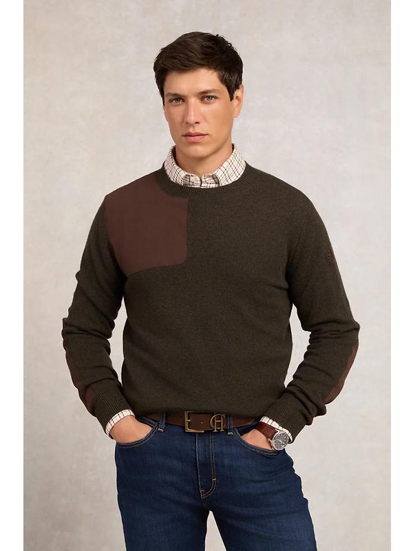 Holland Cooper Men's Country Crew Neck Knit - Moss Image 2