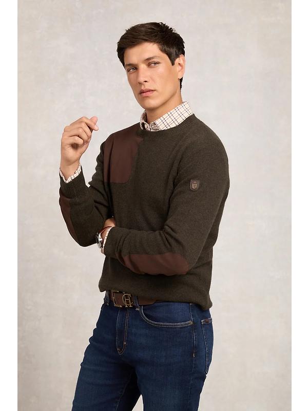 Holland Cooper Men's Country Crew Neck Knit - Moss Image 3