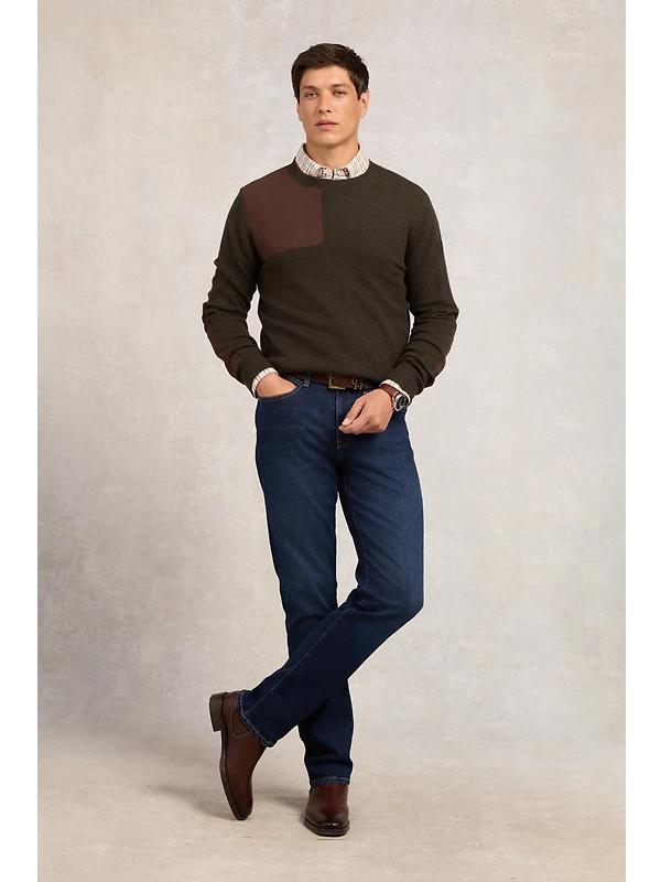 Holland Cooper Men's Country Crew Neck Knit - Moss Image 6