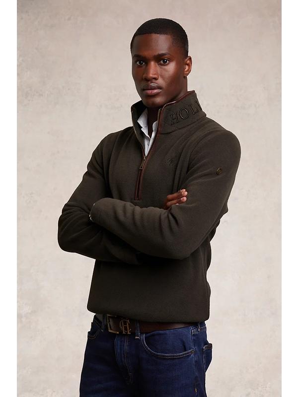 Holland Cooper Men's Country Fleece Quarter Zip - Khaki Image 3