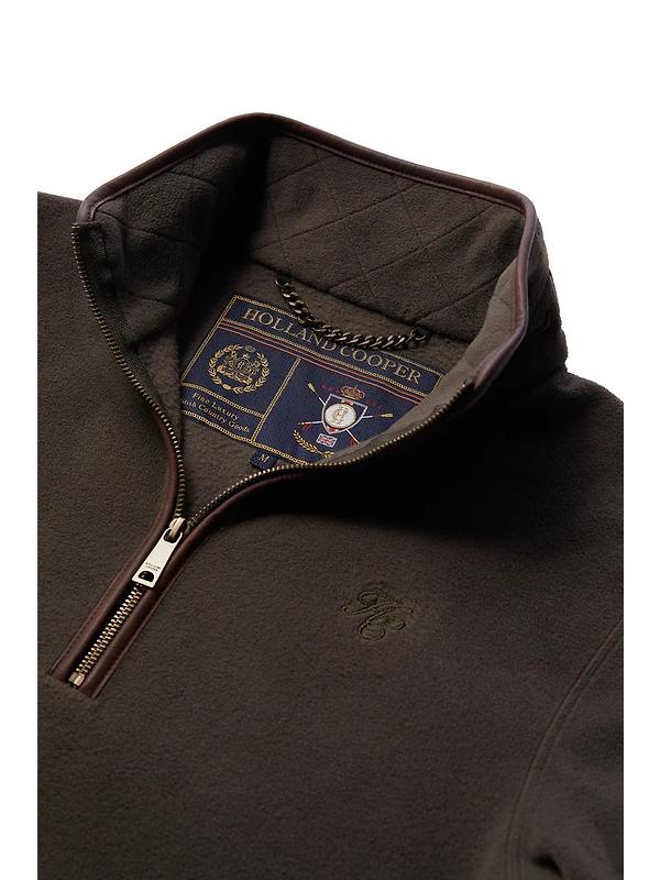 Holland Cooper Men's Country Fleece Quarter Zip - Khaki Image 7