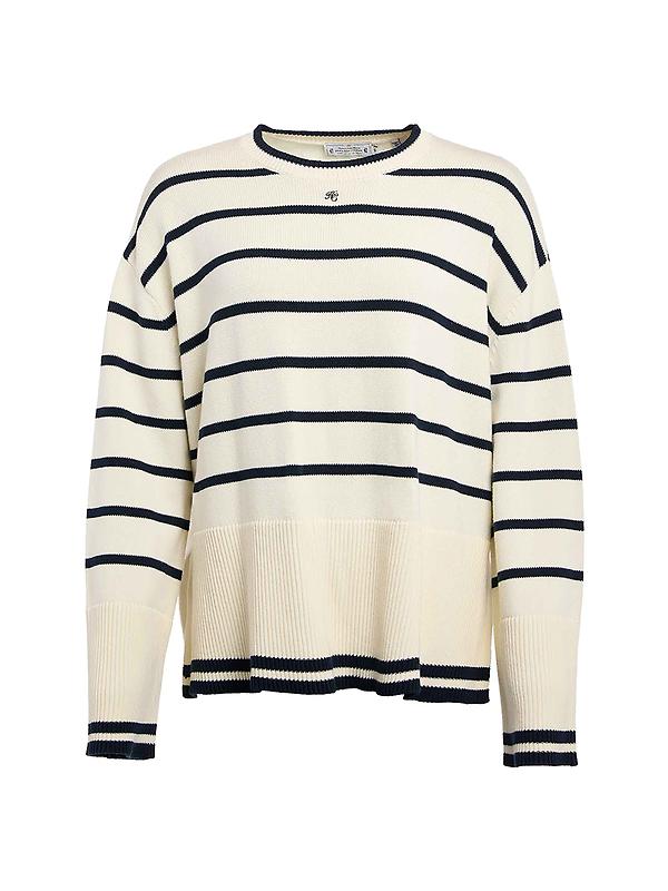 Product image of Holland Cooper Women's Antonia Crew Neck Knit - Navy Blue / Natural Stripe