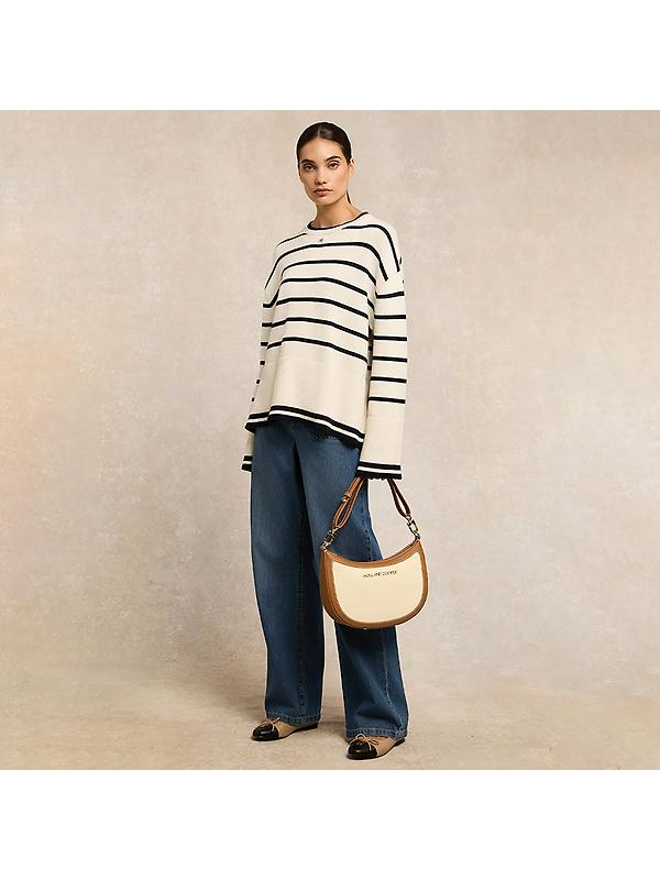 Holland Cooper Women's Antonia Crew Neck Knit - Navy Blue / Natural Stripe Image 3