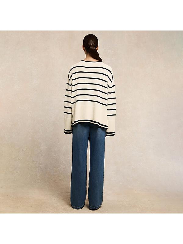 Holland Cooper Women's Antonia Crew Neck Knit - Navy Blue / Natural Stripe Image 4