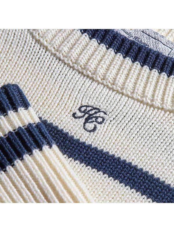 Holland Cooper Women's Antonia Crew Neck Knit - Navy Blue / Natural Stripe Image 7